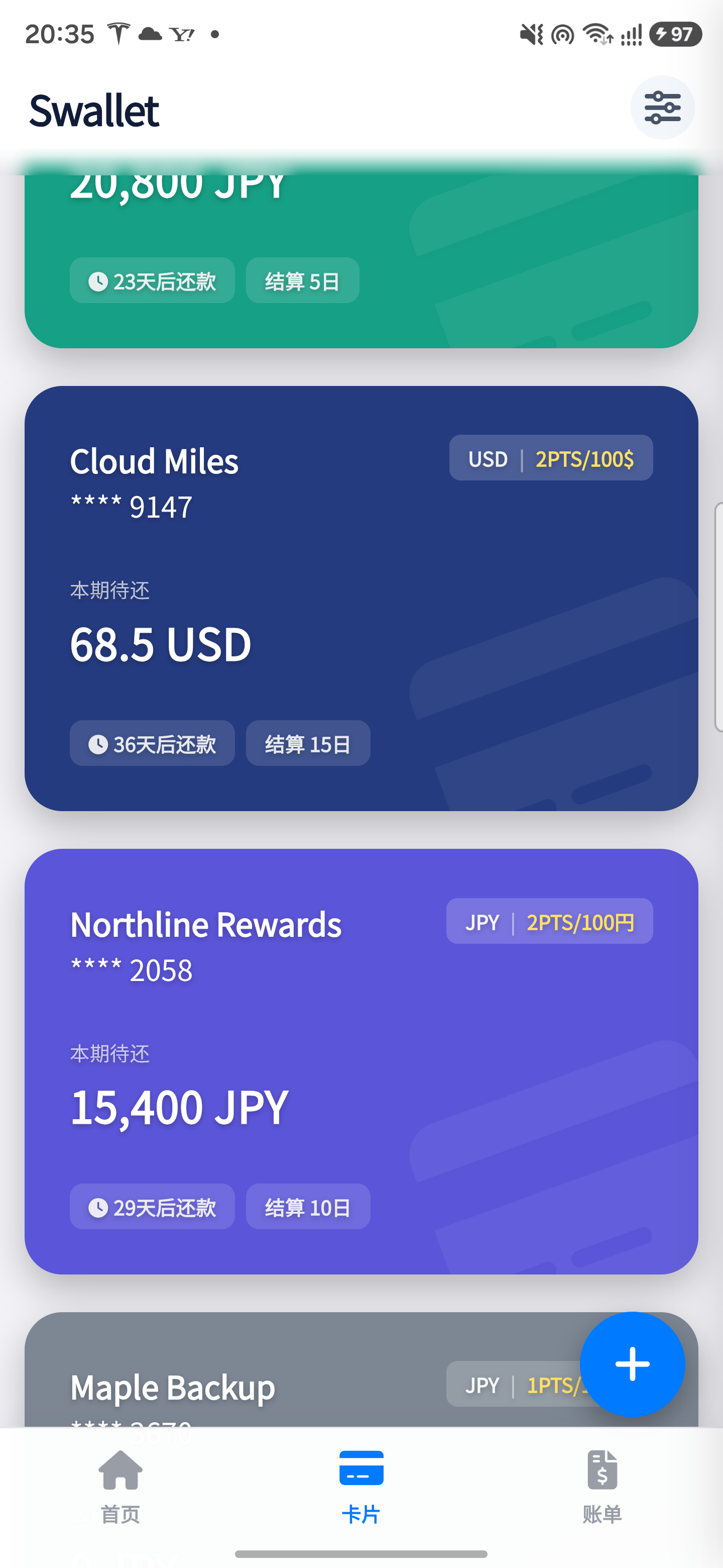 S.Wallet cards